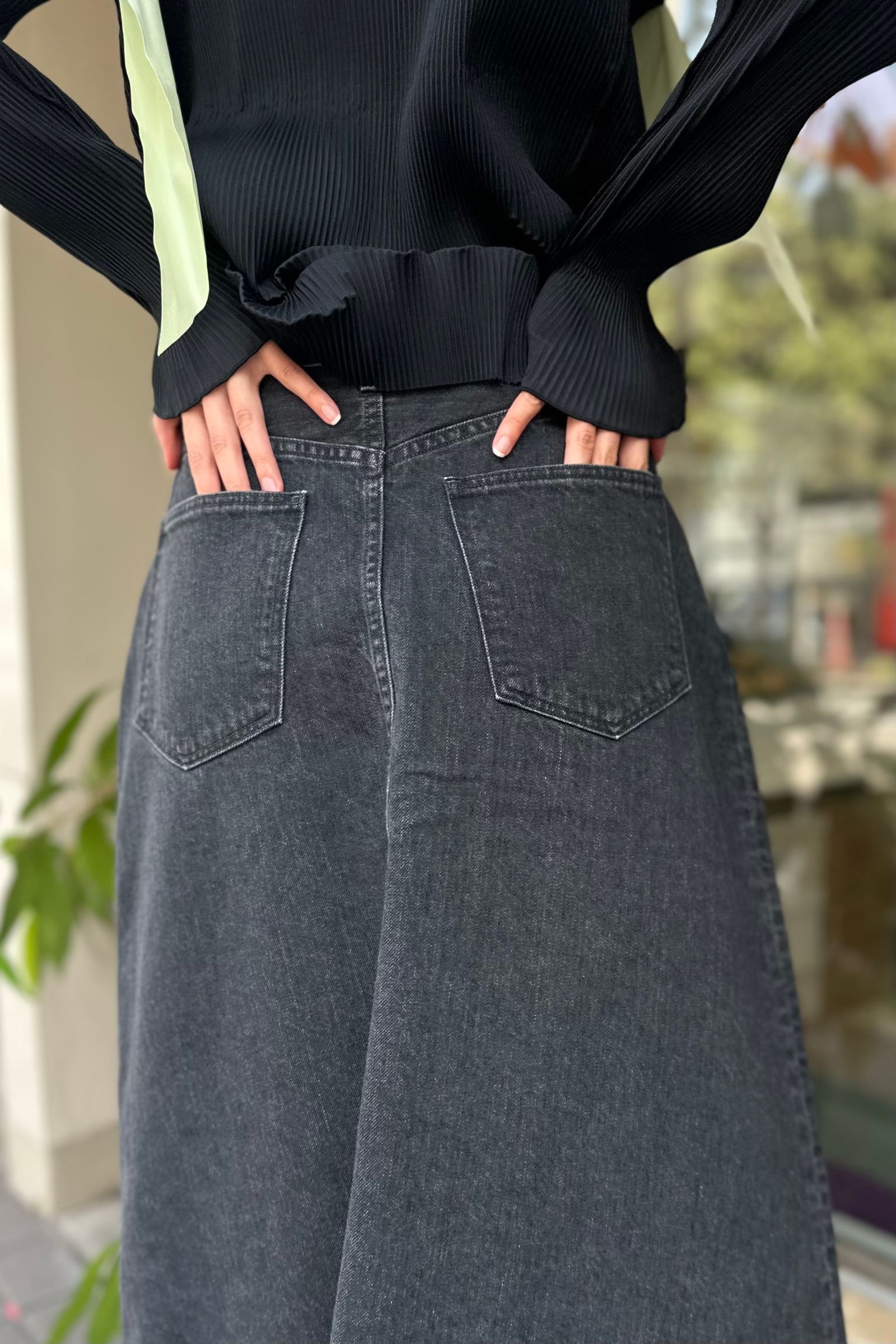 blurhms - Denim Skirt -FadeBlack- 23aw women | asterisk