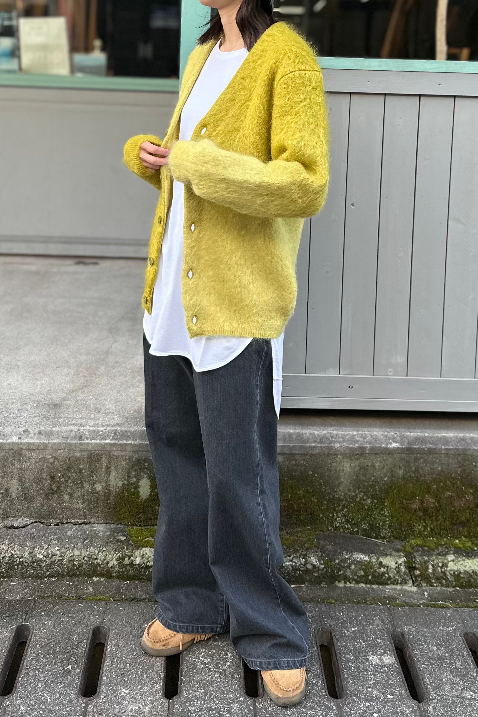 UNUSED - Gradation mohair cardigan -mustard- 23aw | asterisk