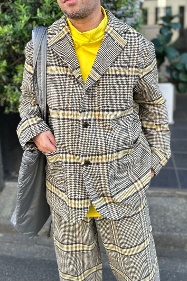 ts(s) - Color Glen Plaid Wool Blend Melton Cloth 4+1 Patch Pocket 