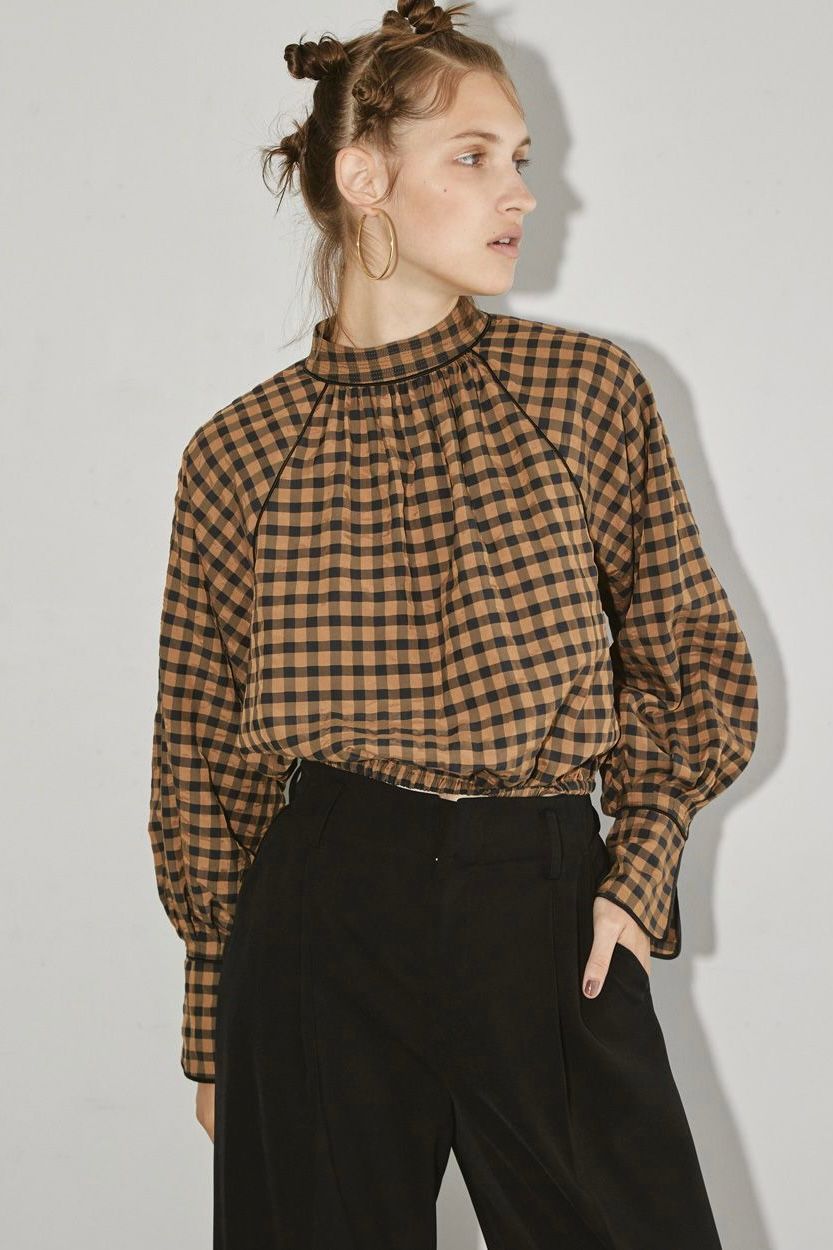 todayful  Ginghamcheck Puff Blouse
