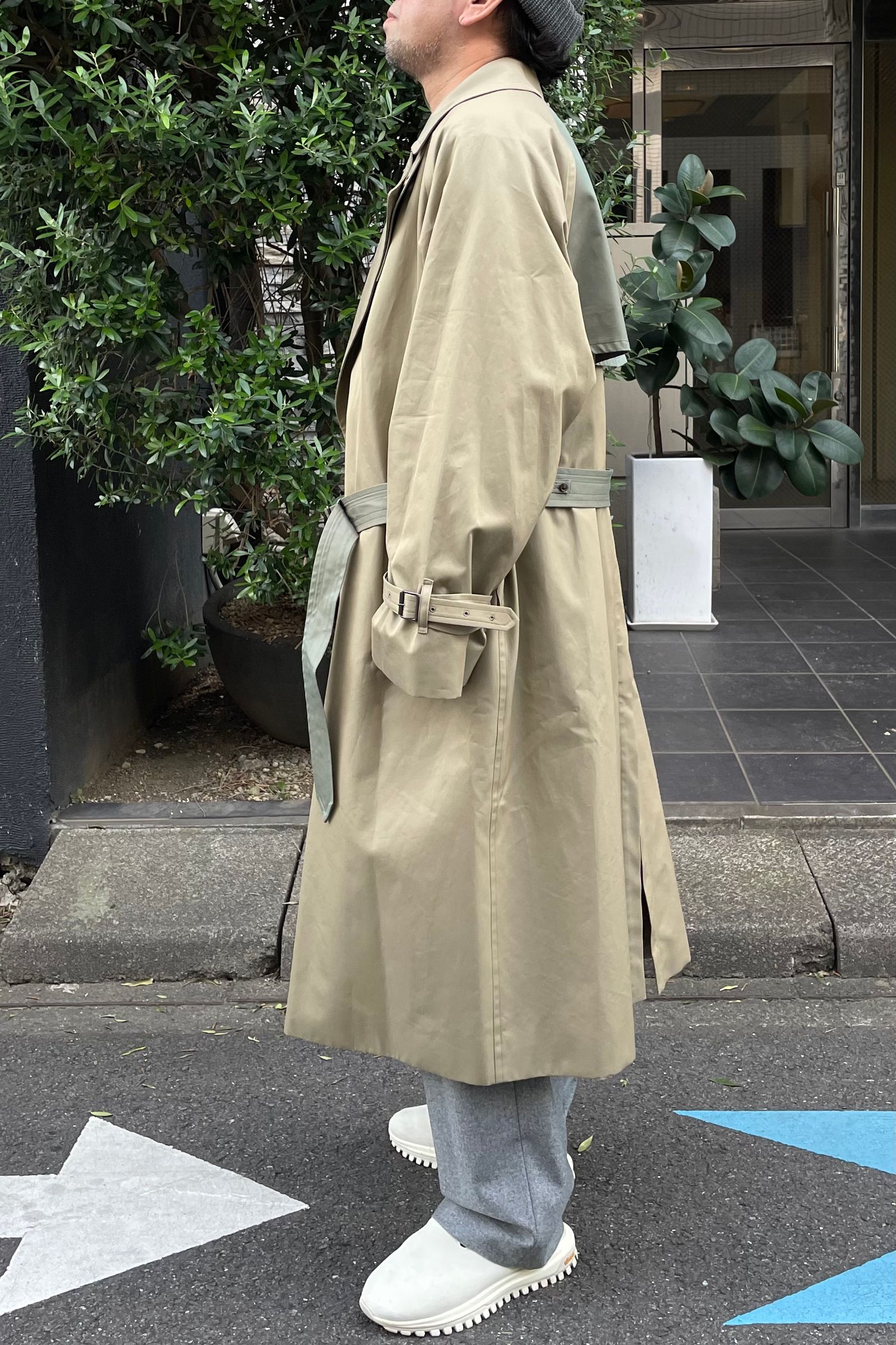 blurhms - Gabardine Double Belt Trench Coat -Two-Tone- 23aw men