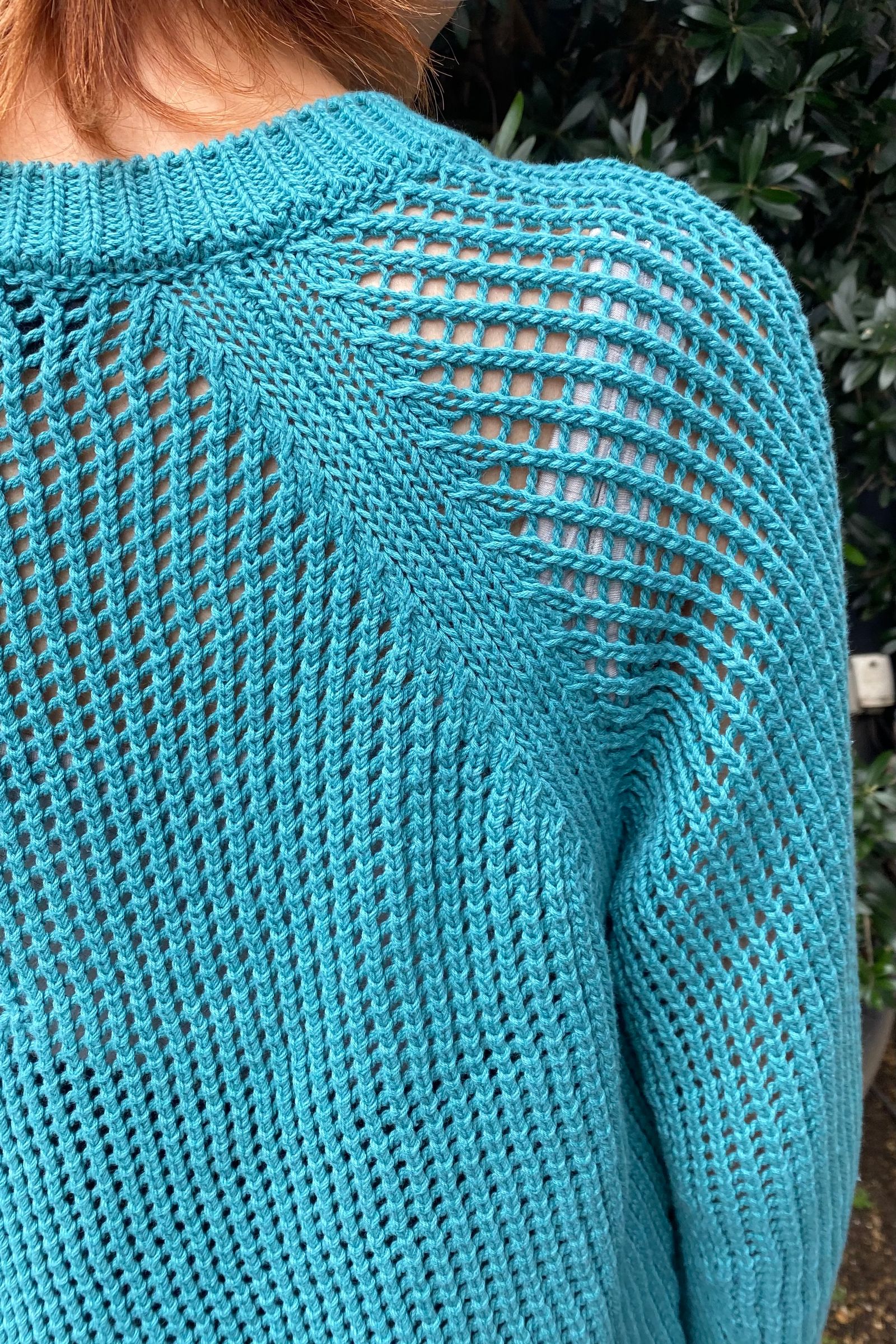 cotton mesh crew neck knit 21ss women - 0 - TURQUISE
