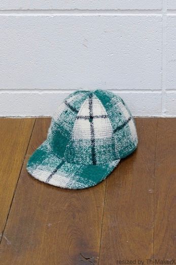 UNUSED - wool/alpaka check cap -burgandy- 22aw unisex | asterisk