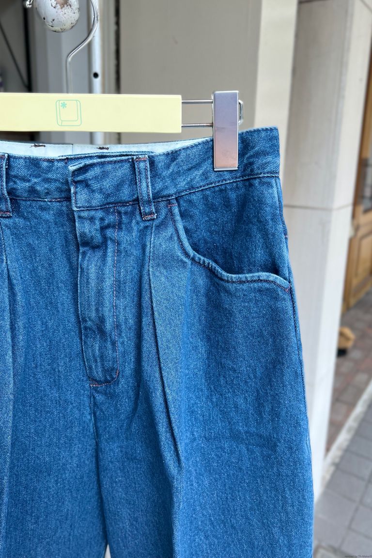 FARAH - ファーラー/1タックワイドデニム/one tuck wide pants -blue