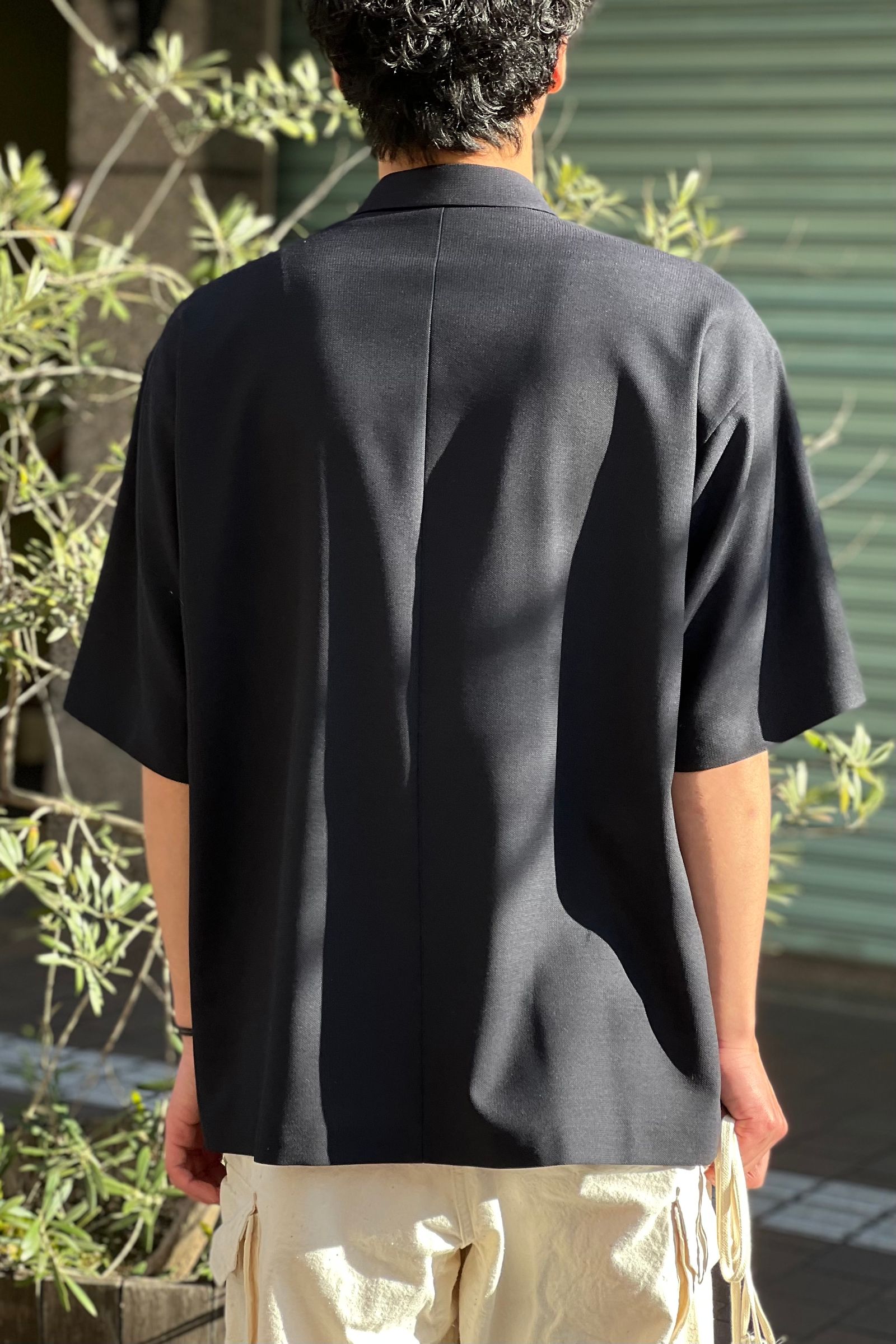 ATON - wool caramel pique oversized shirts -navy- 22ss men | asterisk