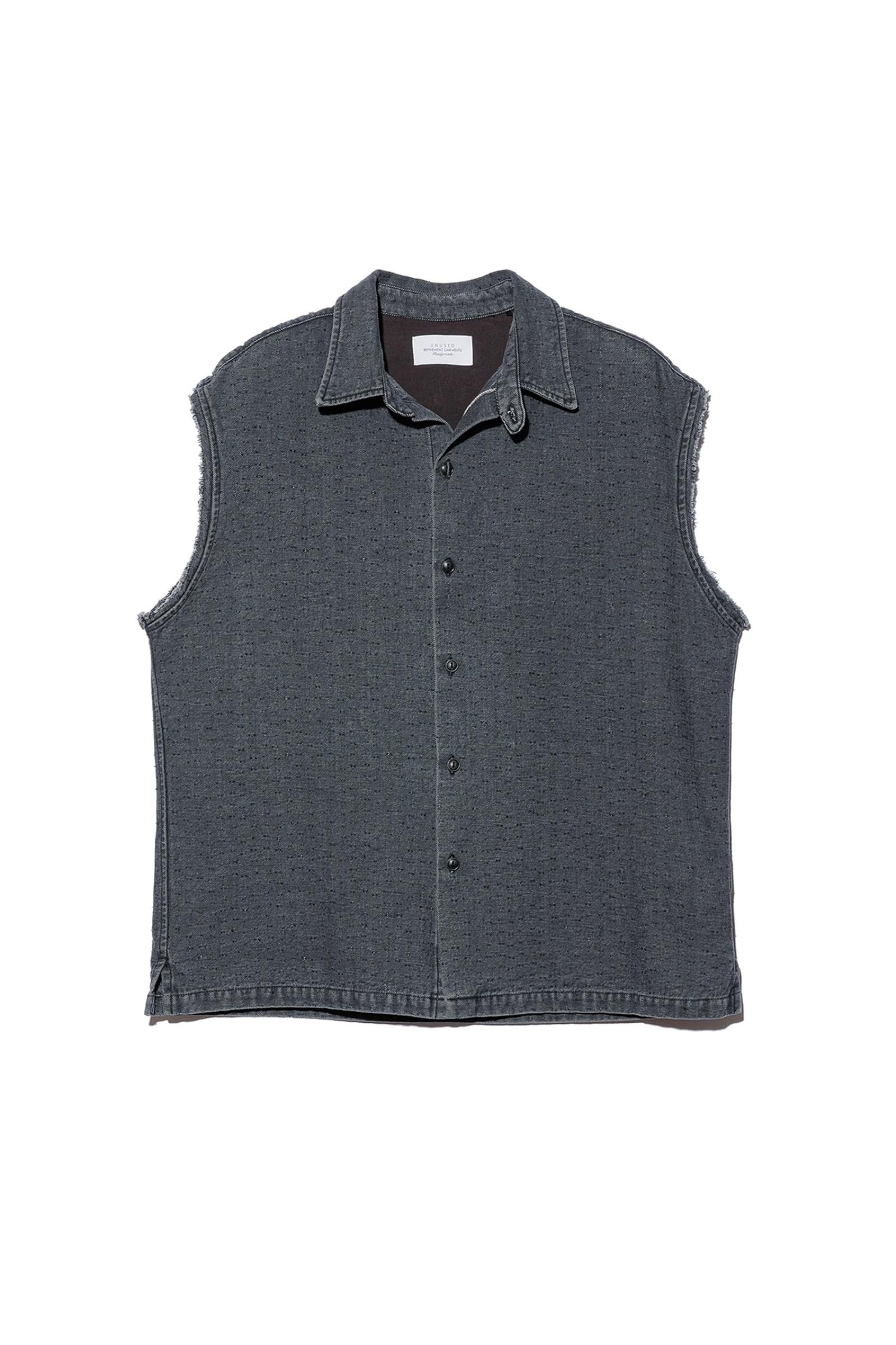 UNUSED - 12oz Sleeveless denim shirt -charcoal gray- 23aw women