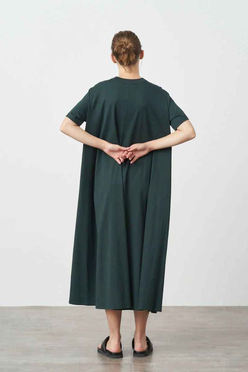 ATON - 48/2 natural dye flared dress -green- women 23ss | asterisk