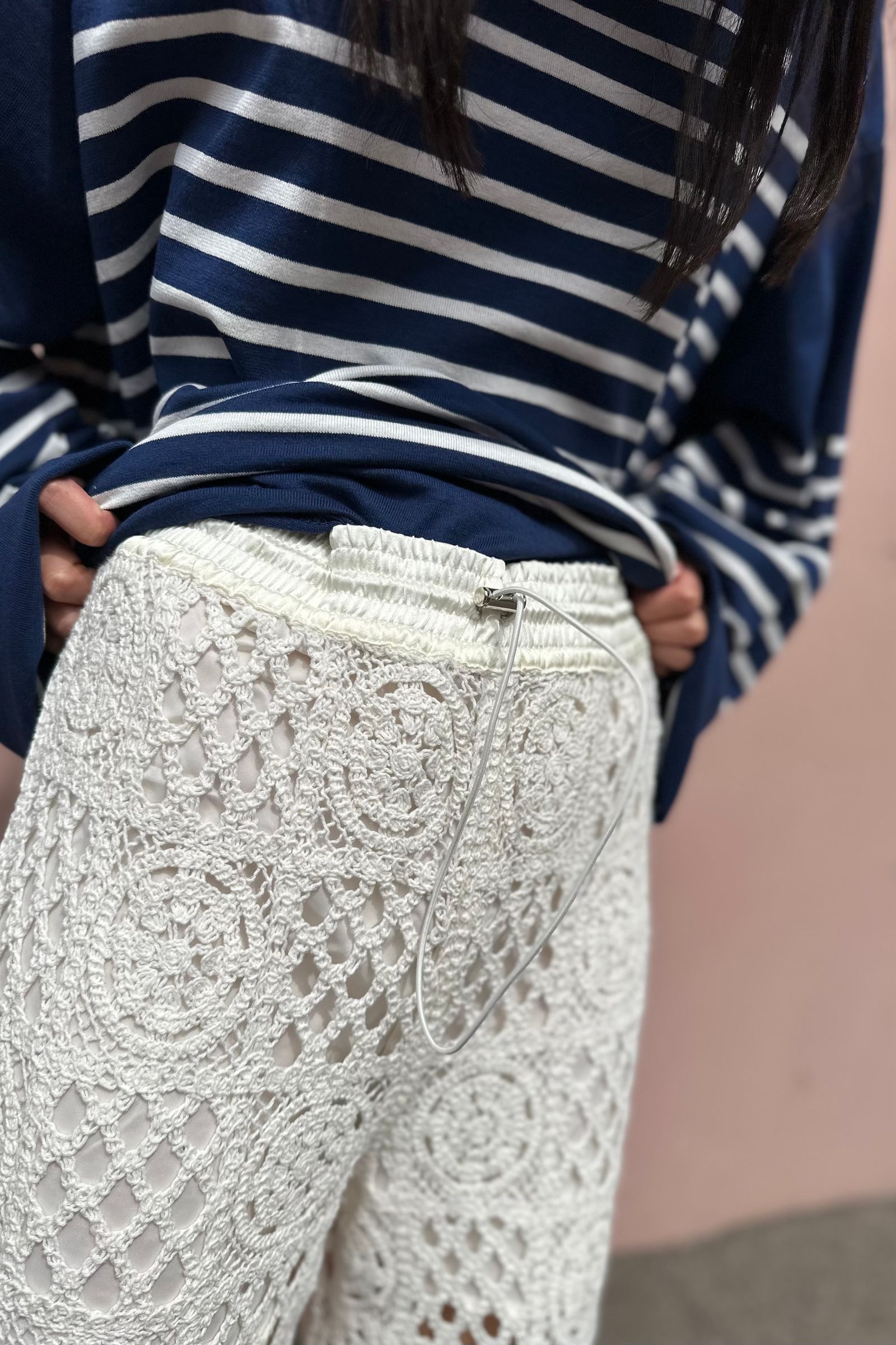 TODAYFUL   Crochet Lace Pants‐white  ss   asterisk