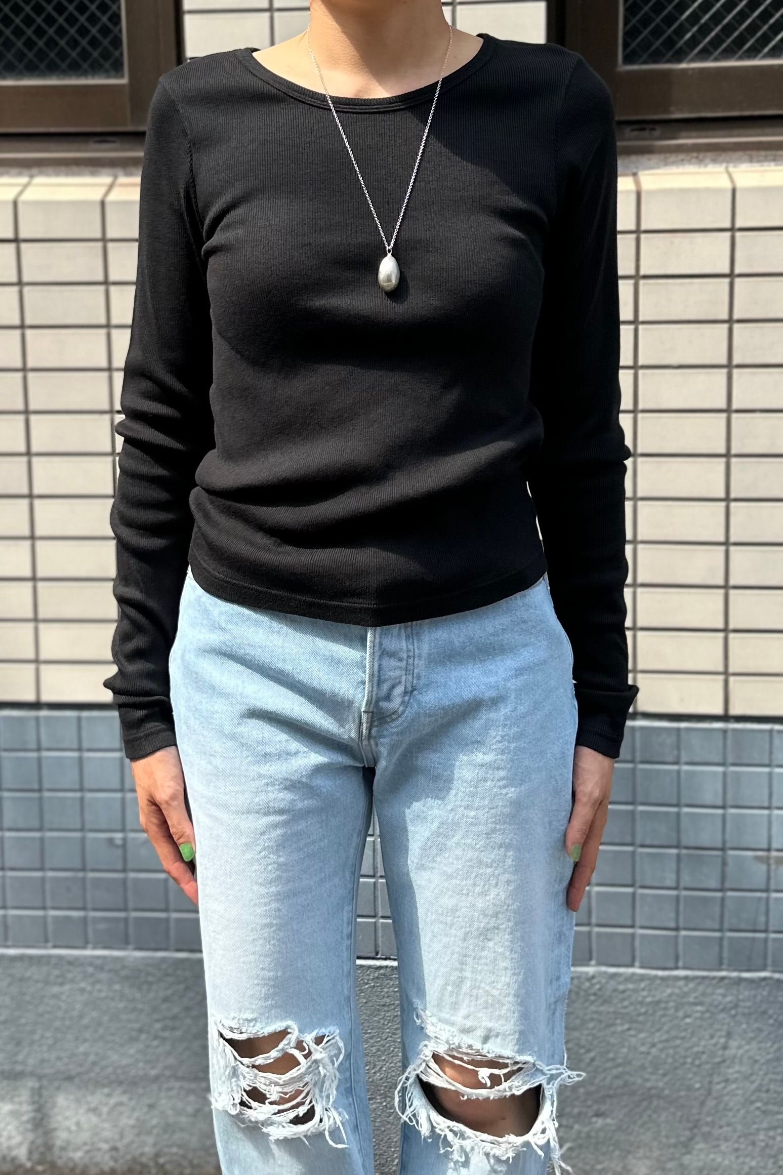 babaco - Cotton Silk Ribbed Open Back PO バッグオープン