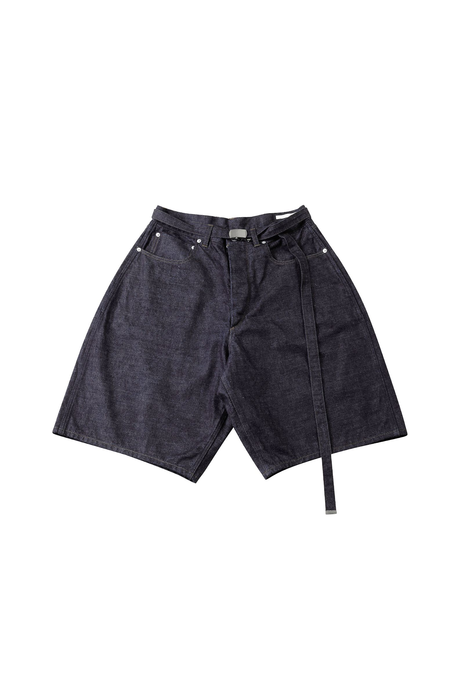 blurhms - 12.9oz Selvage Denim Super Wide GI-belt Shorts-indigo