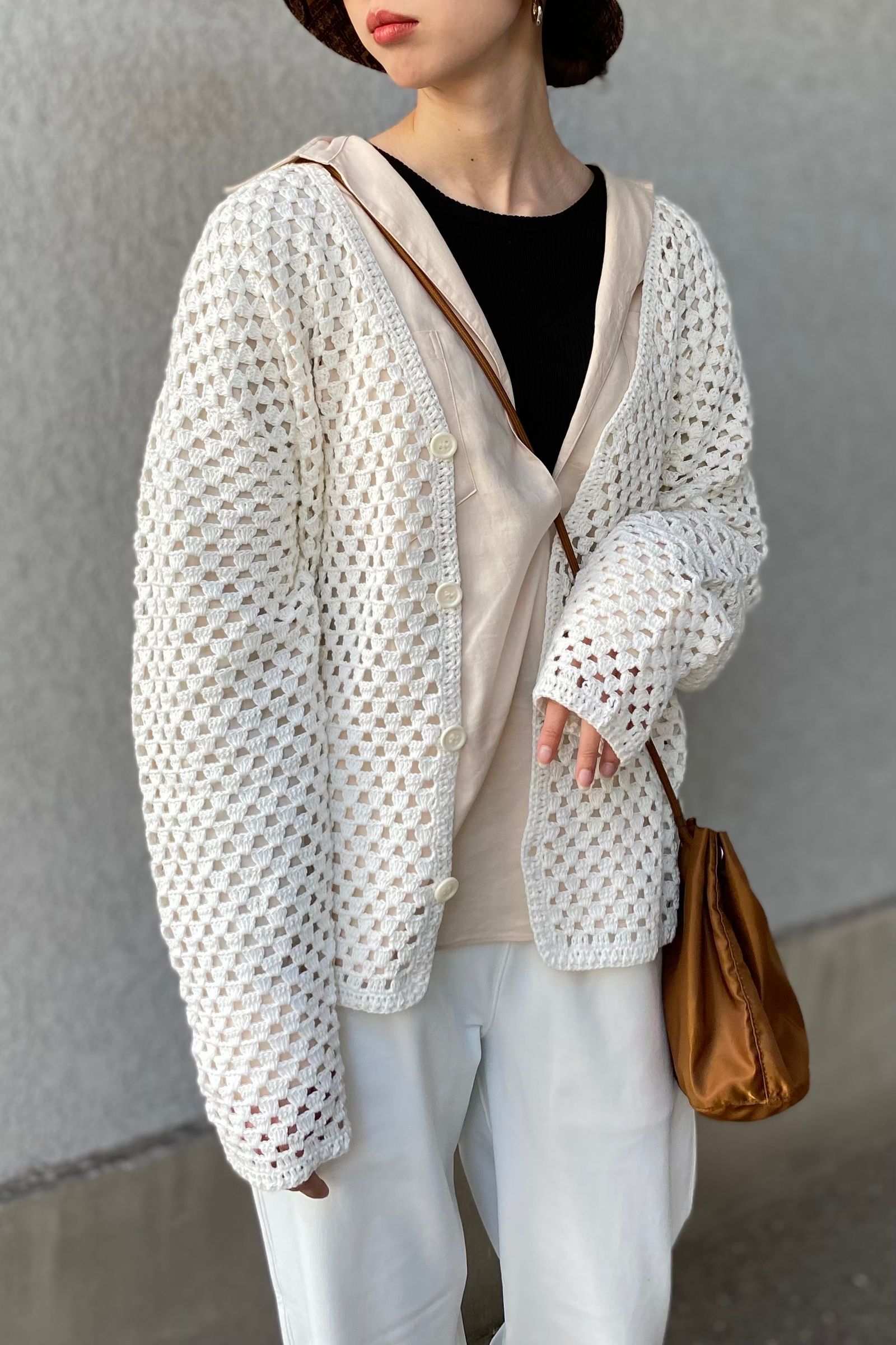 UNUSED - Crochet cardigan -white- 23ss | asterisk