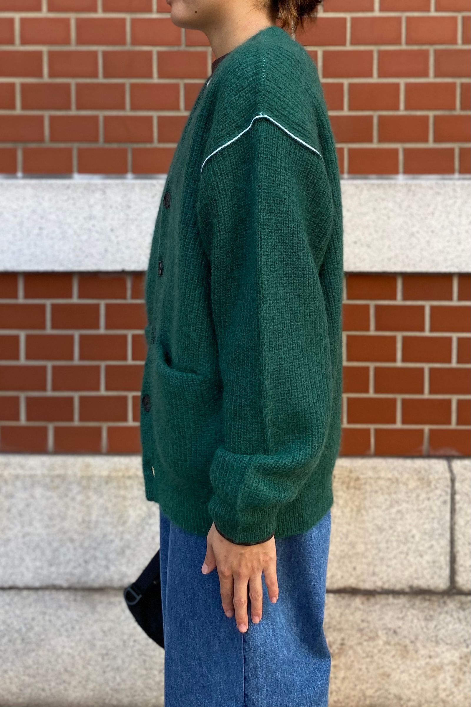 MEIAS - super kid mohair v cardigan -green- 22aw unisex | asterisk