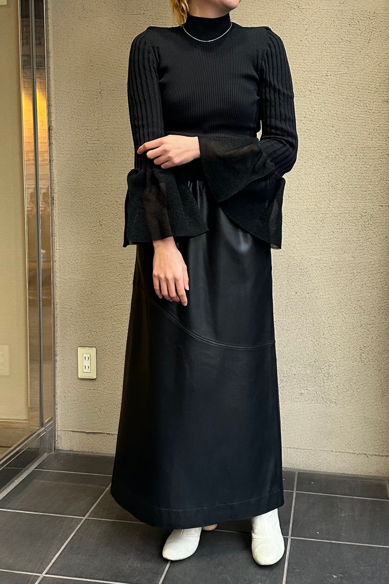 CFCL - POTTERY LUCENT LONG BELL SLEEVE TOP -black- 23aw women  