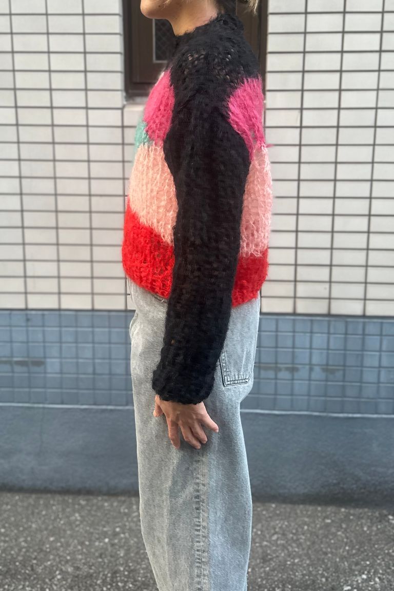 UNUSED - Mohair pullover knit モヘアニット-GREEN MULTI- 24aw 