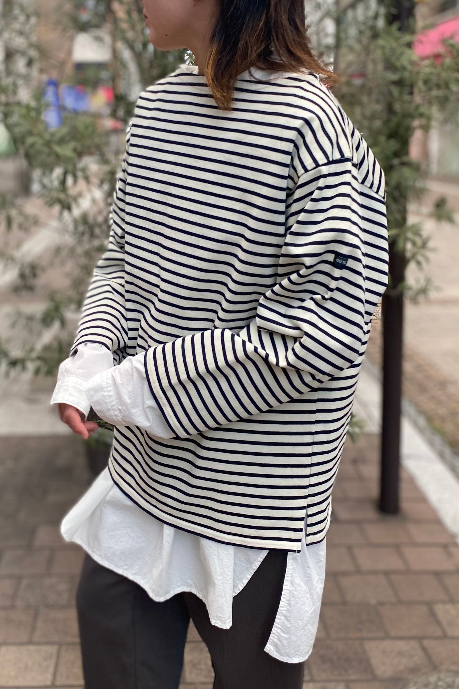 OUTIL - バスクシャツ/tricot aast ラッセル編み -white/black - 22aw 