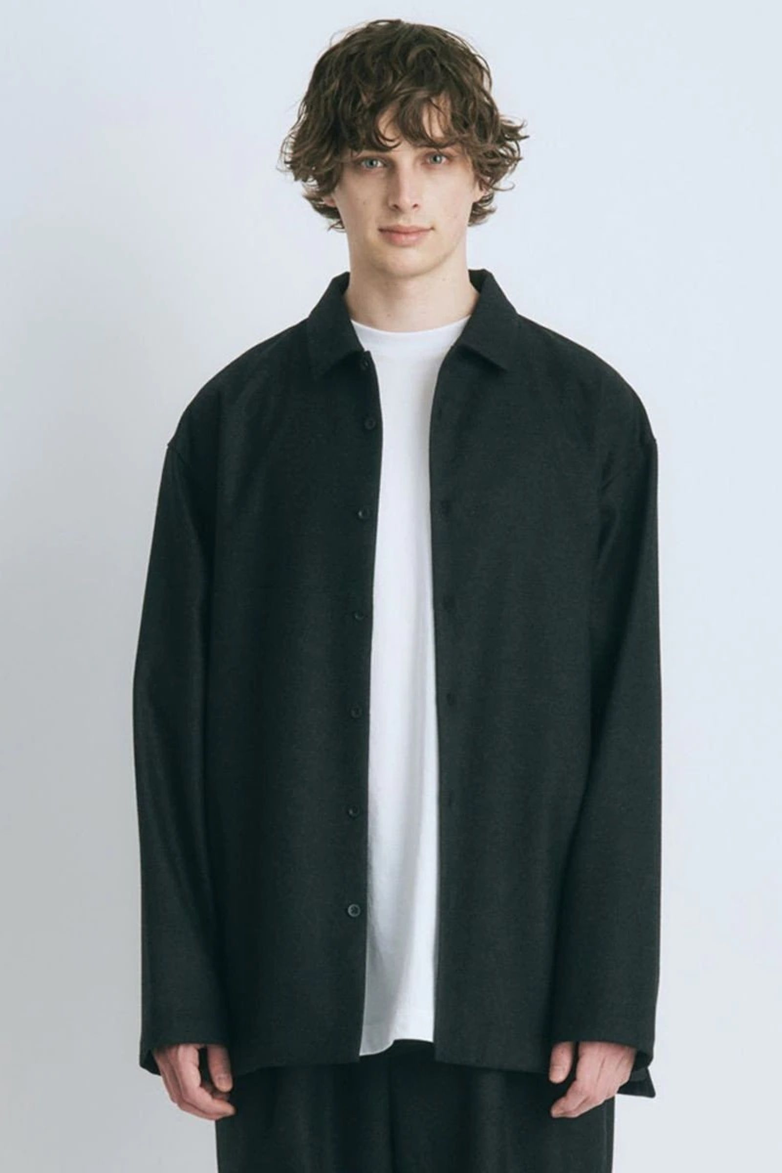 ATON - wool saxony | oversized shirt 21aw men | asterisk