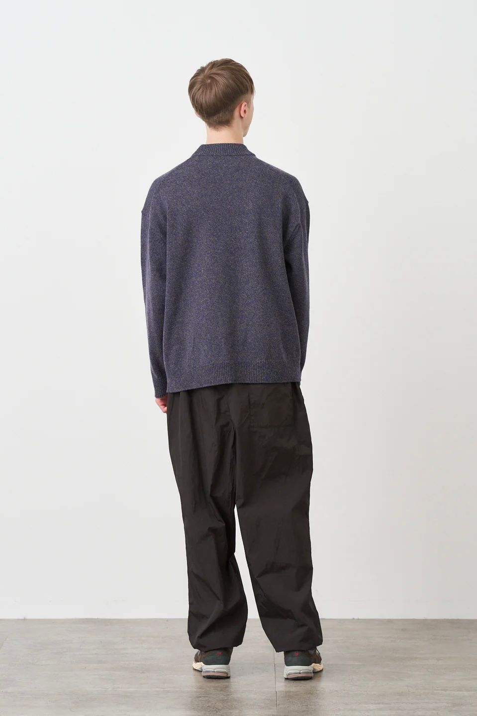 ATON - WOOL MOULINE MOCKNECK SWEATER -navy- 23aw men | asterisk