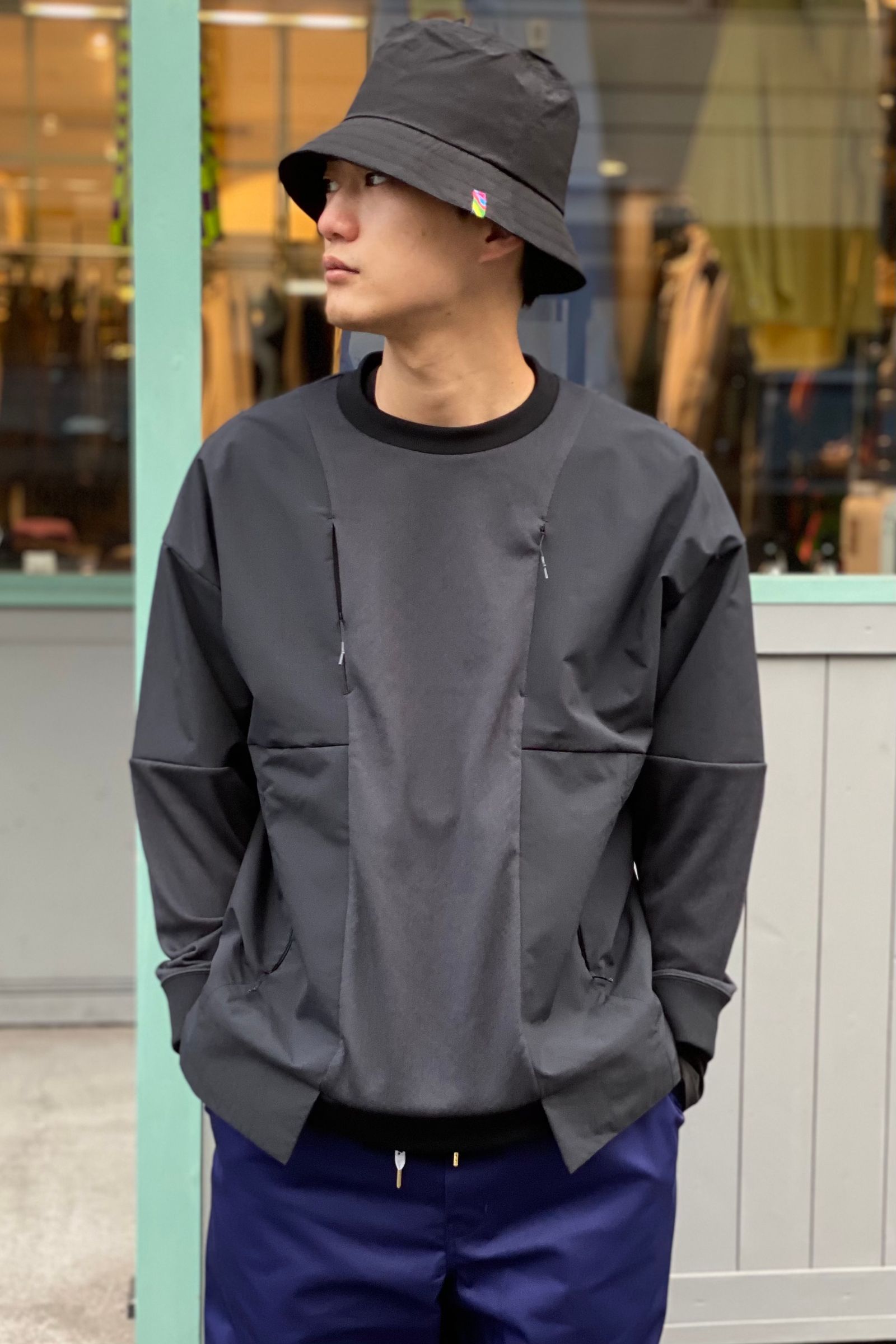 White Mountaineering - -blk- mesh layered pullover 22ss men | asterisk