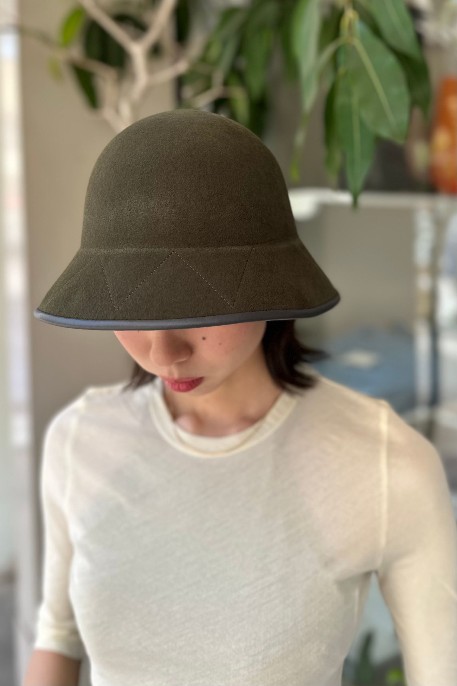 KIJIMA TAKAYUKI - MERINO WOOL FELT METRO HAT -moss green- 23aw