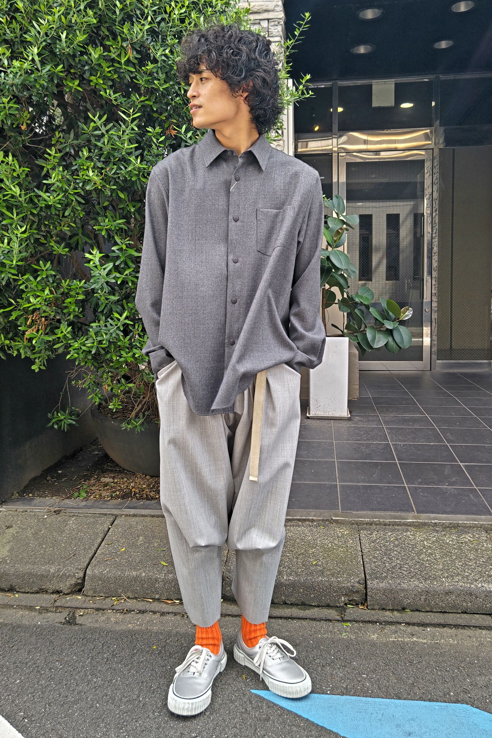 FUMITO GANRYU - Watteau pleated wool shirt -gray- 23aw | asterisk