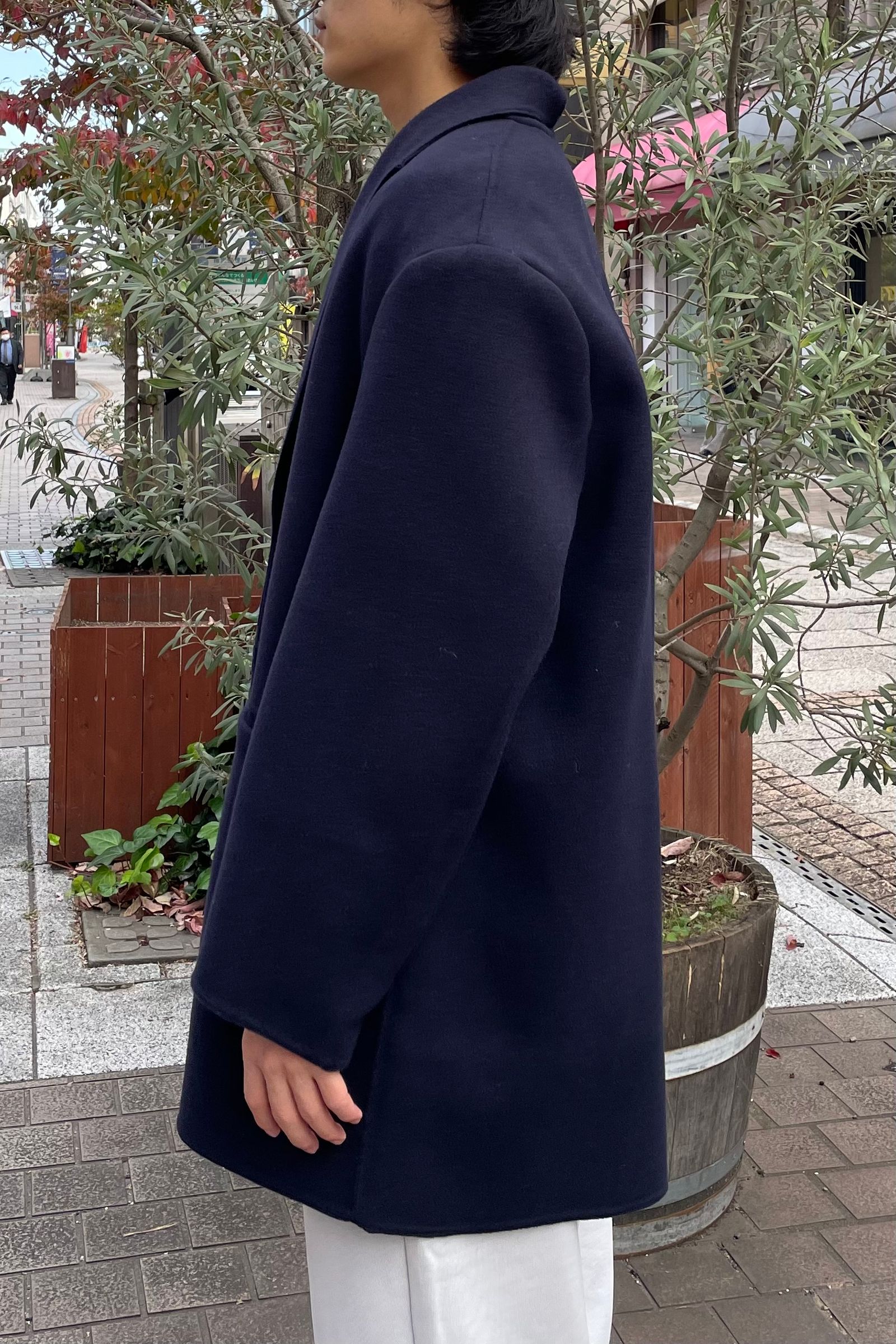 LAMOND - wool double face coat -navy- 22aw men | asterisk