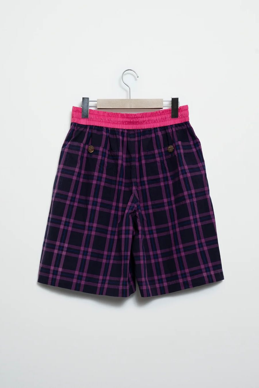 FUMITO GANRYU - large short pants -navy check- 23ss | asterisk