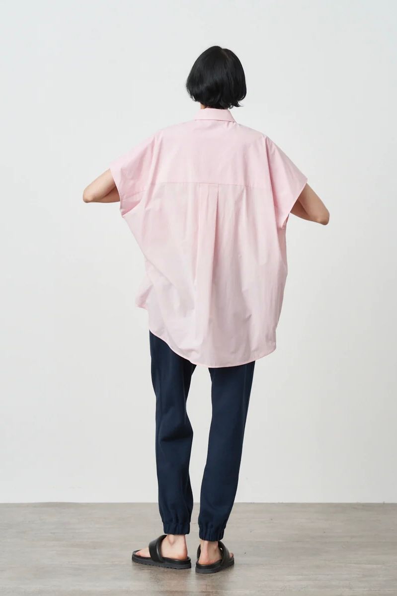 ATON - micro shrink lawn oversized sleeveless shirt -pink- women ...