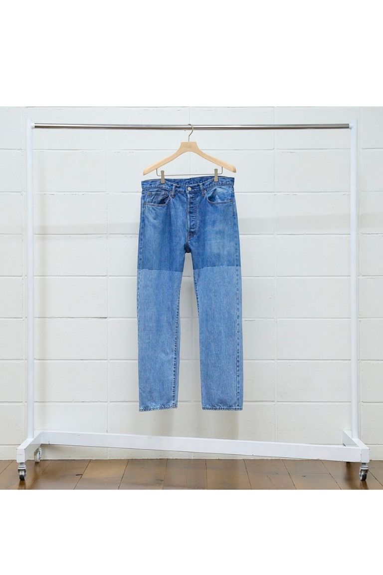 UNUSED - 13oz 2tone washed denim pants-indigo- 23ss | asterisk