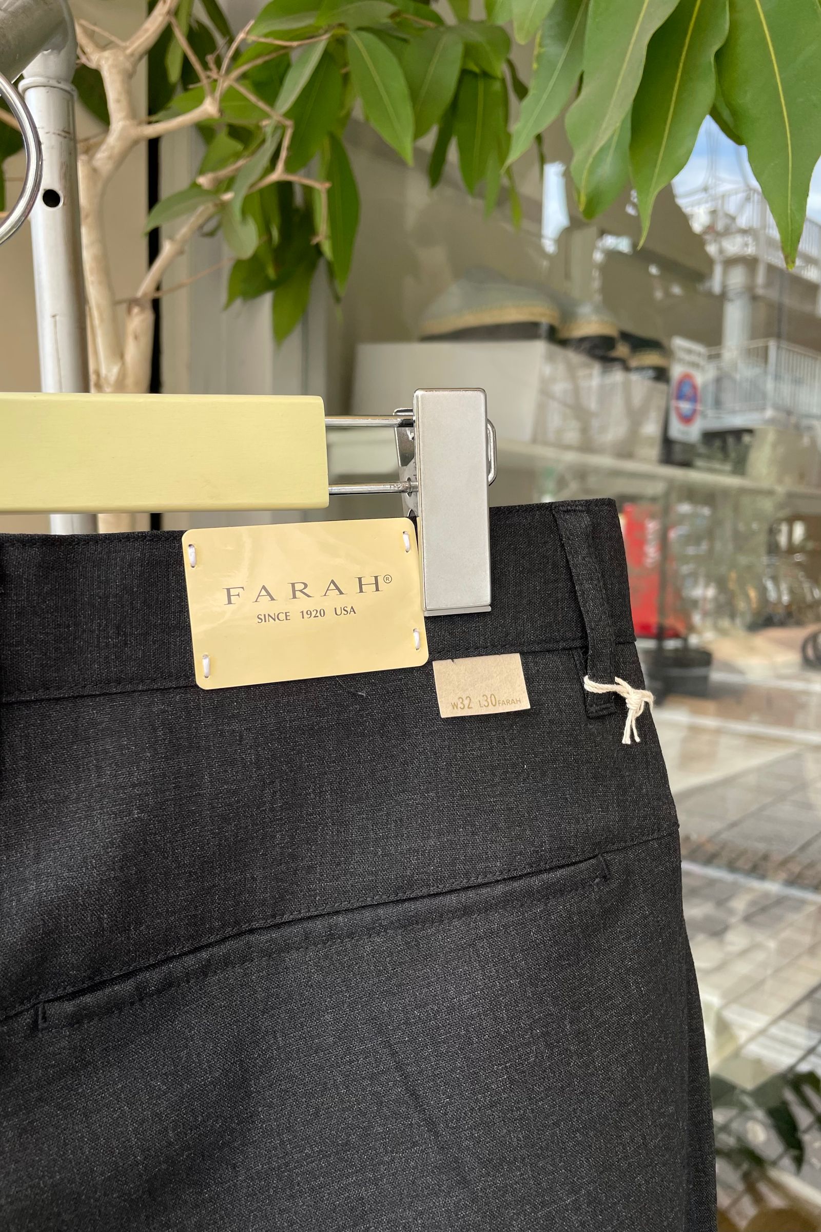 FARAH - 2タックワイドパンツ/T/Rホップサック-charcoal gray- 23ss