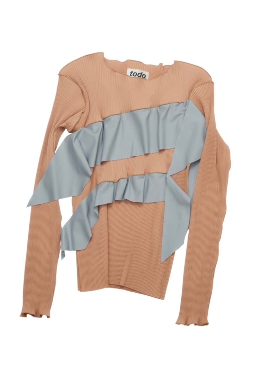 todo kotohayokozawa - Todo wave long sleeve top -beige- 23aw