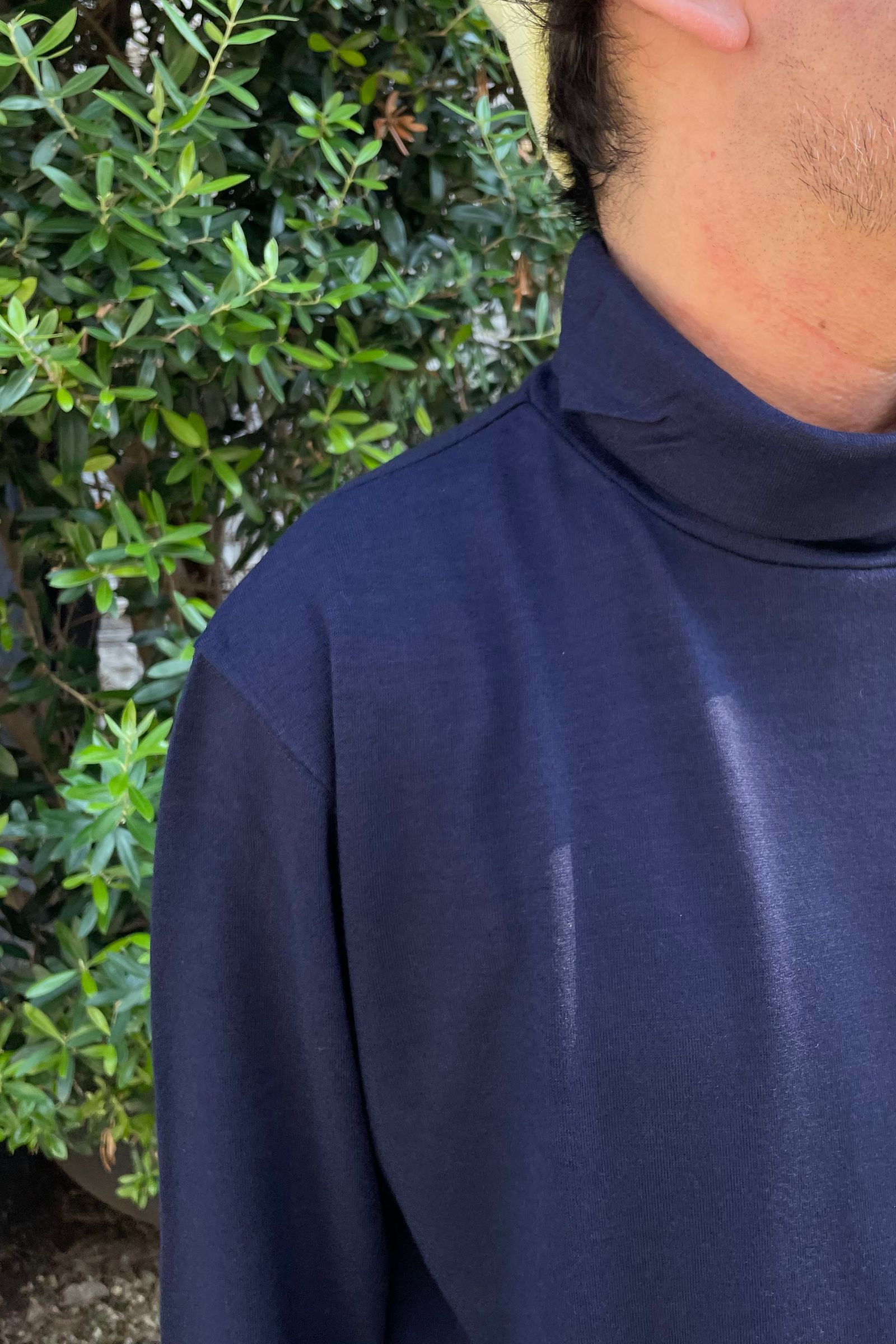 ts(s) - Washable Milled Wool Jersey Turtle Neck Shirt -navy- 23aw