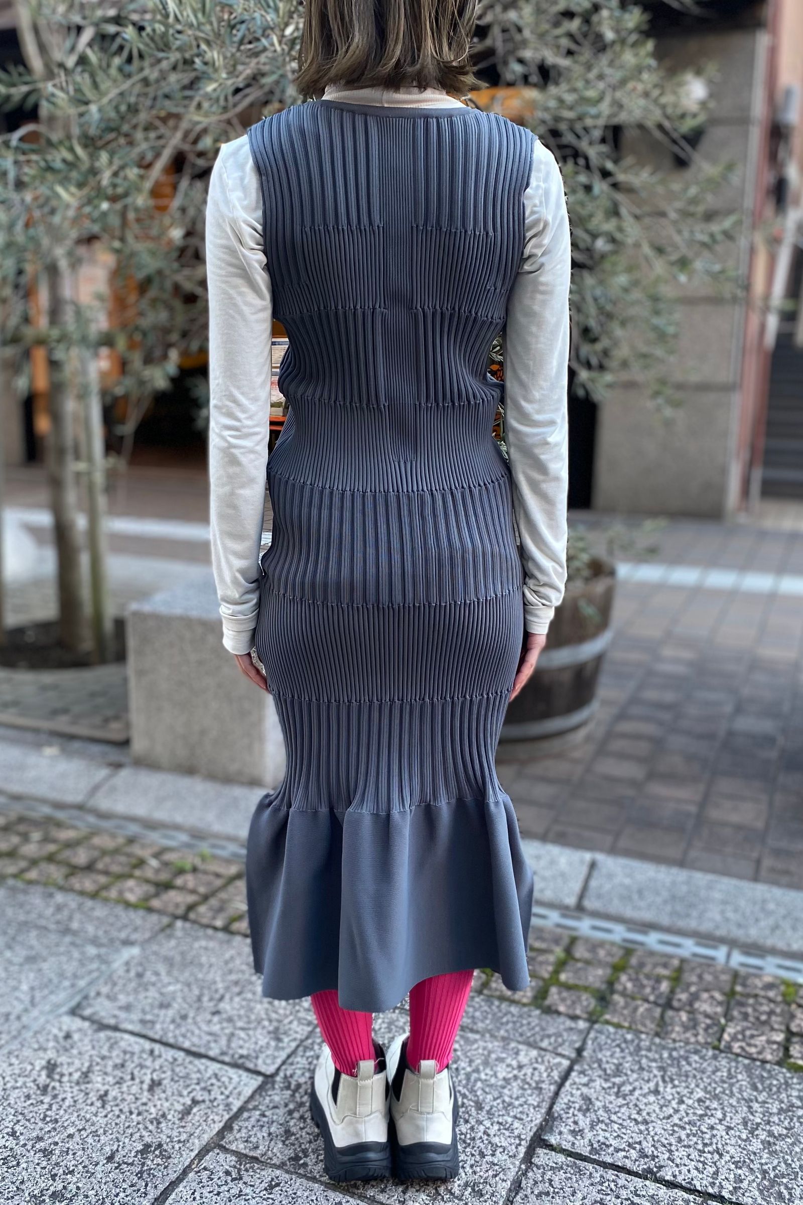 CFCL - fluted dress 1 -dark gray- 23ss women | asterisk