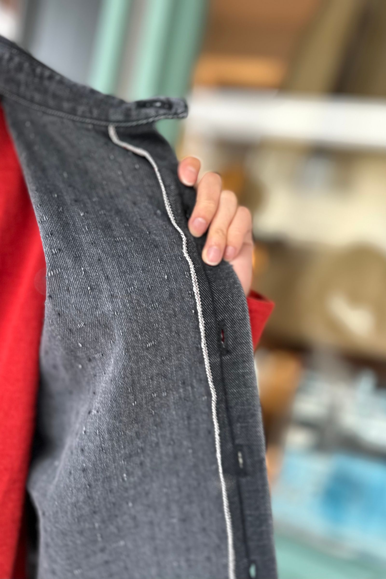 UNUSED - 12oz Sleeveless denim shirt -charcoal gray- 23aw
