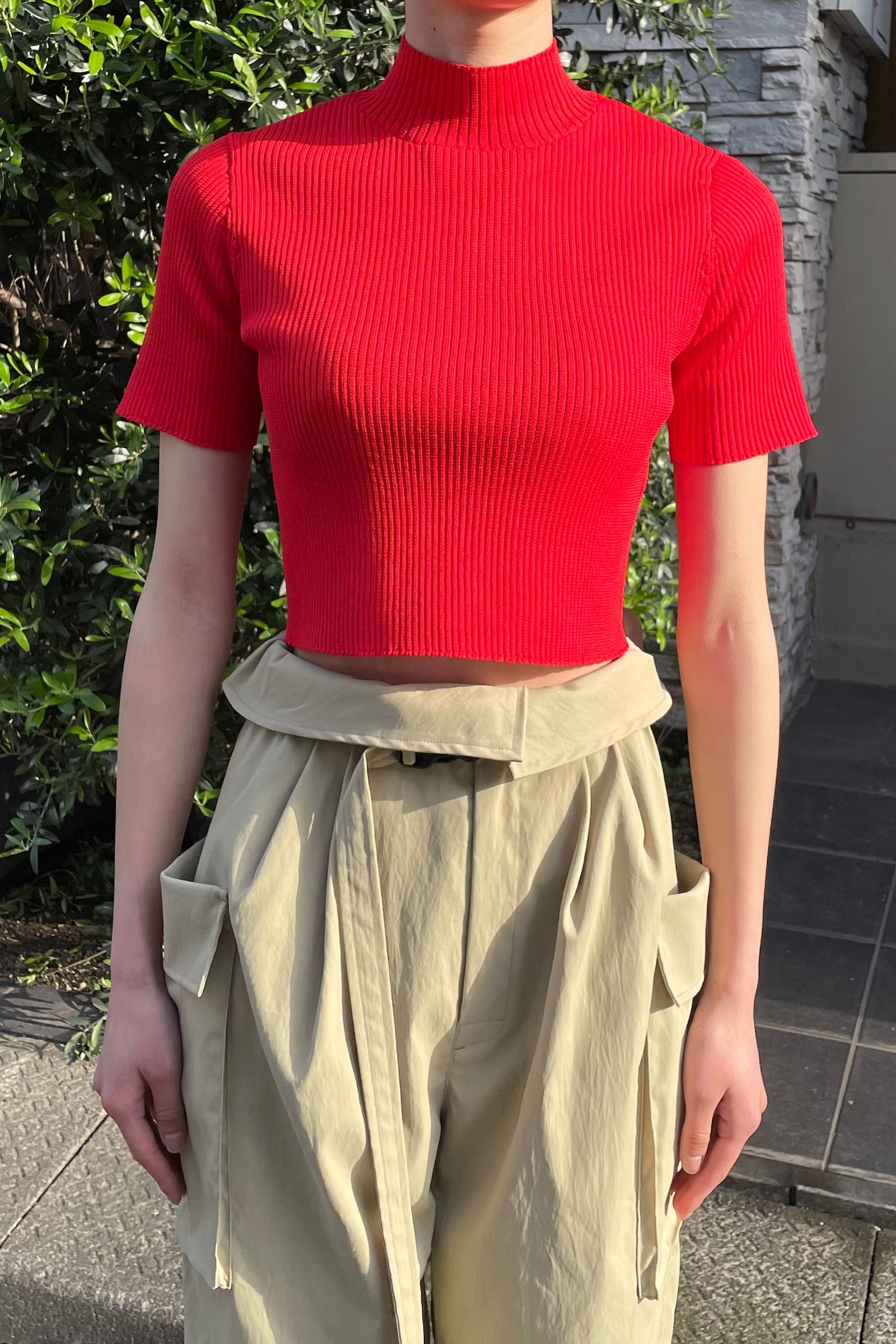 IIROT - rib cropped knit tops -red- 23ss | asterisk