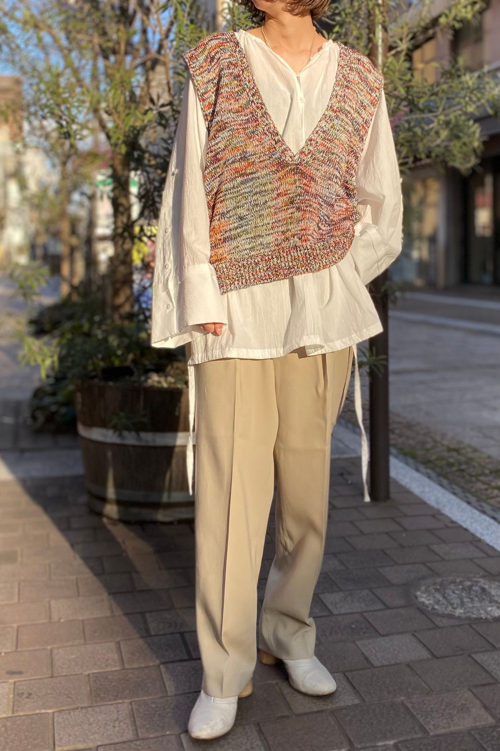 FARAH - 2タックワイドパンツ/T/Rホップサック-beige- 23ss women