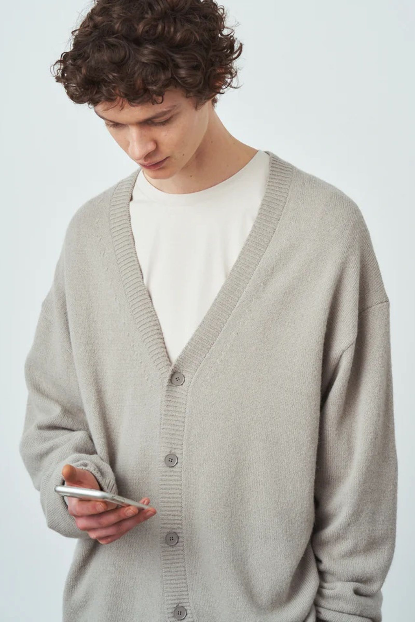 ATON - alpaca washi oversized cardigan -navy- men | asterisk