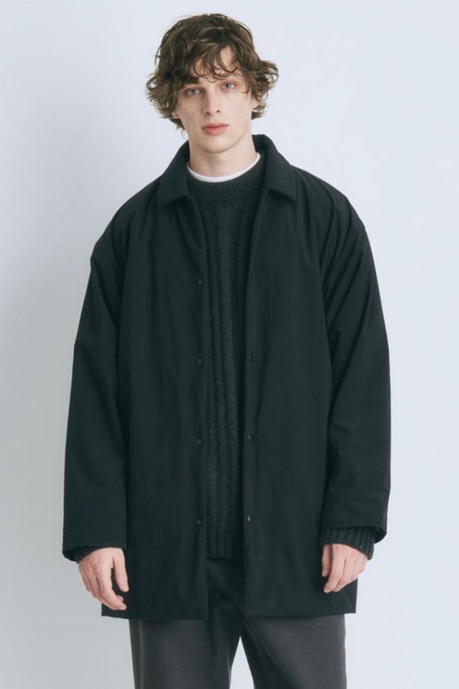 袖丈62cmATON エイトン ASAKO NYLON LONG COACH JACKET