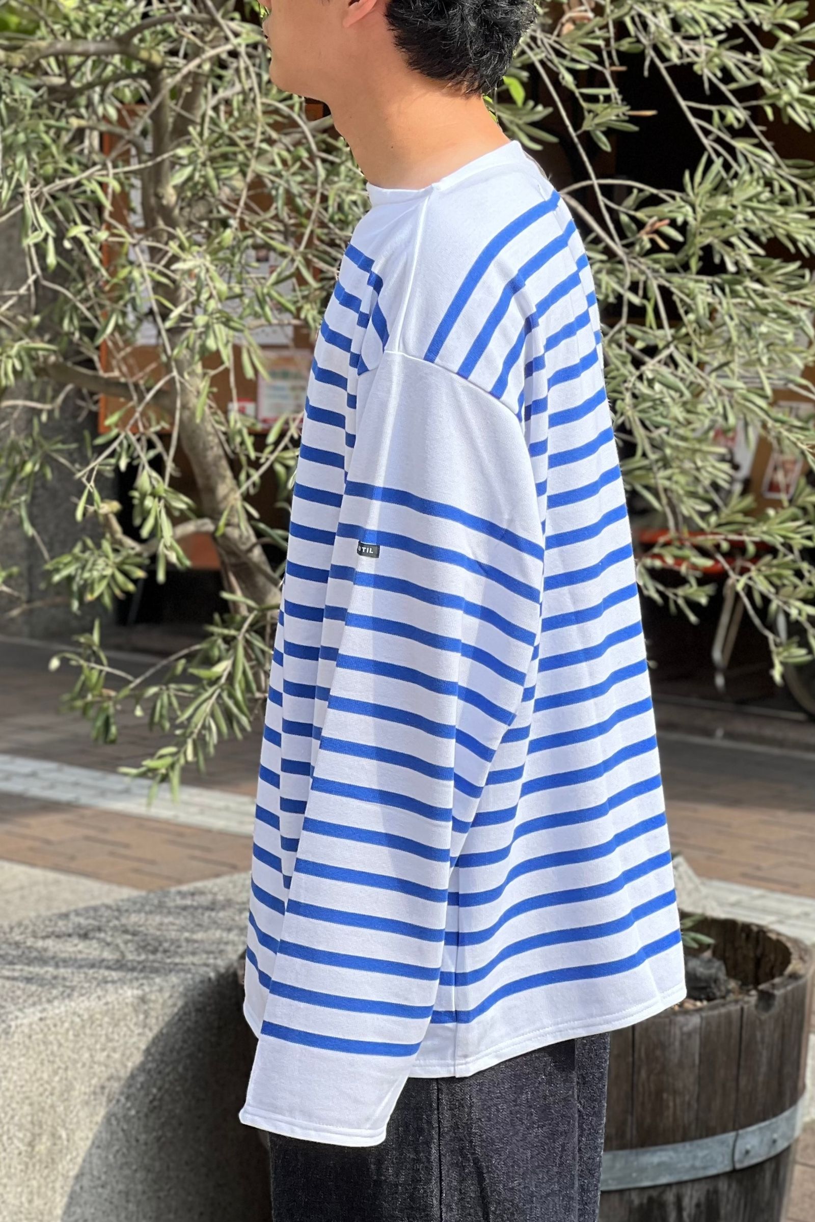 OUTIL - バスクシャツ/tricot aast ラッセル編み -white/blue - 22aw 