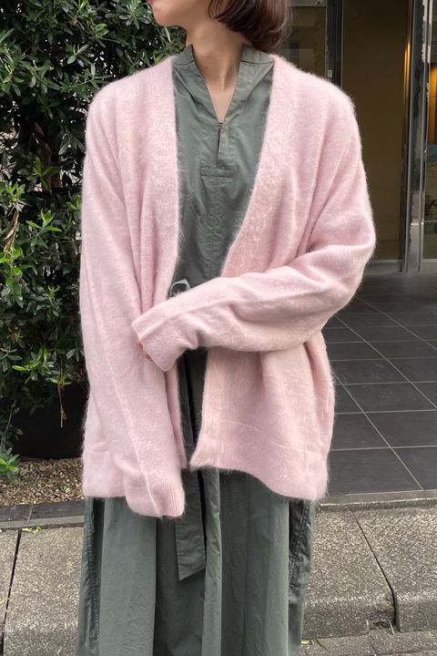 美品△定価5.3万△ATON エイトン//ファーカシミヤ カーディガン△ピンク