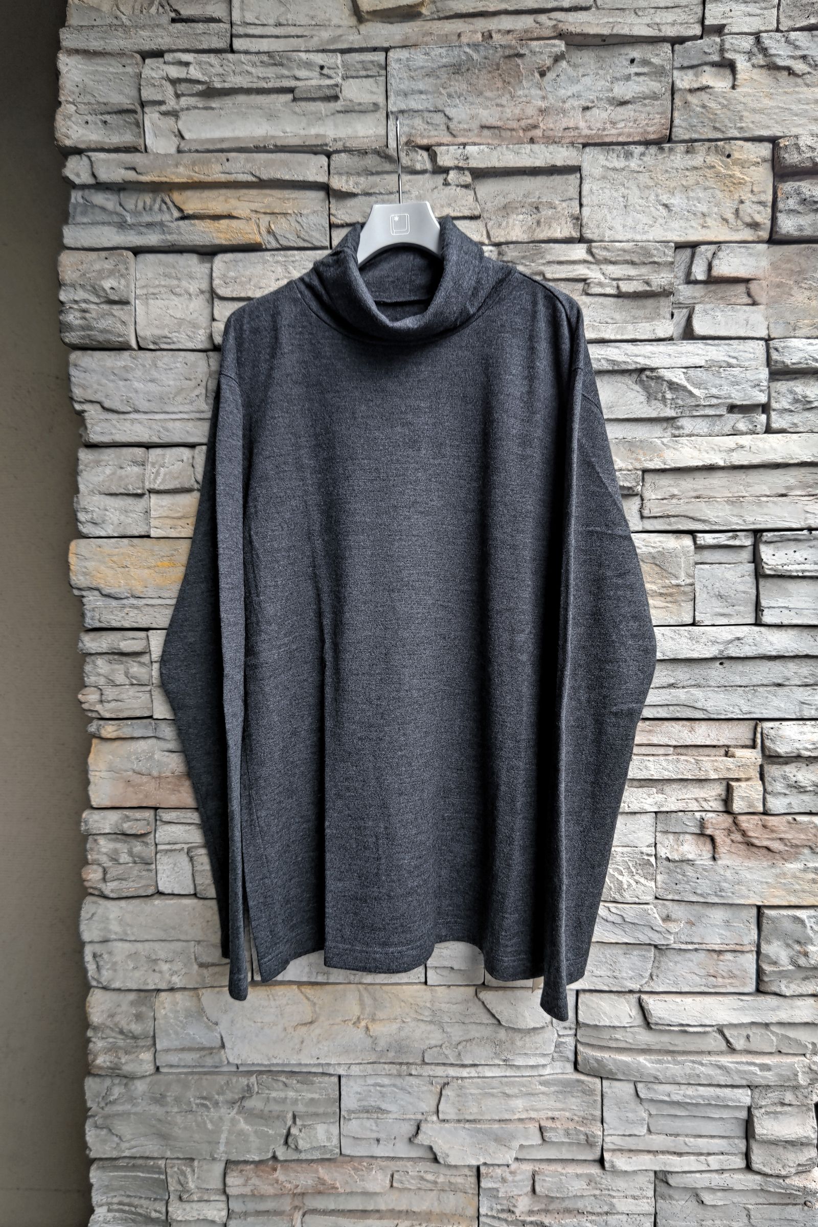 ts(s) - Washable Milled Wool Jersey Turtle Neck Shirt -charcoal- 23aw