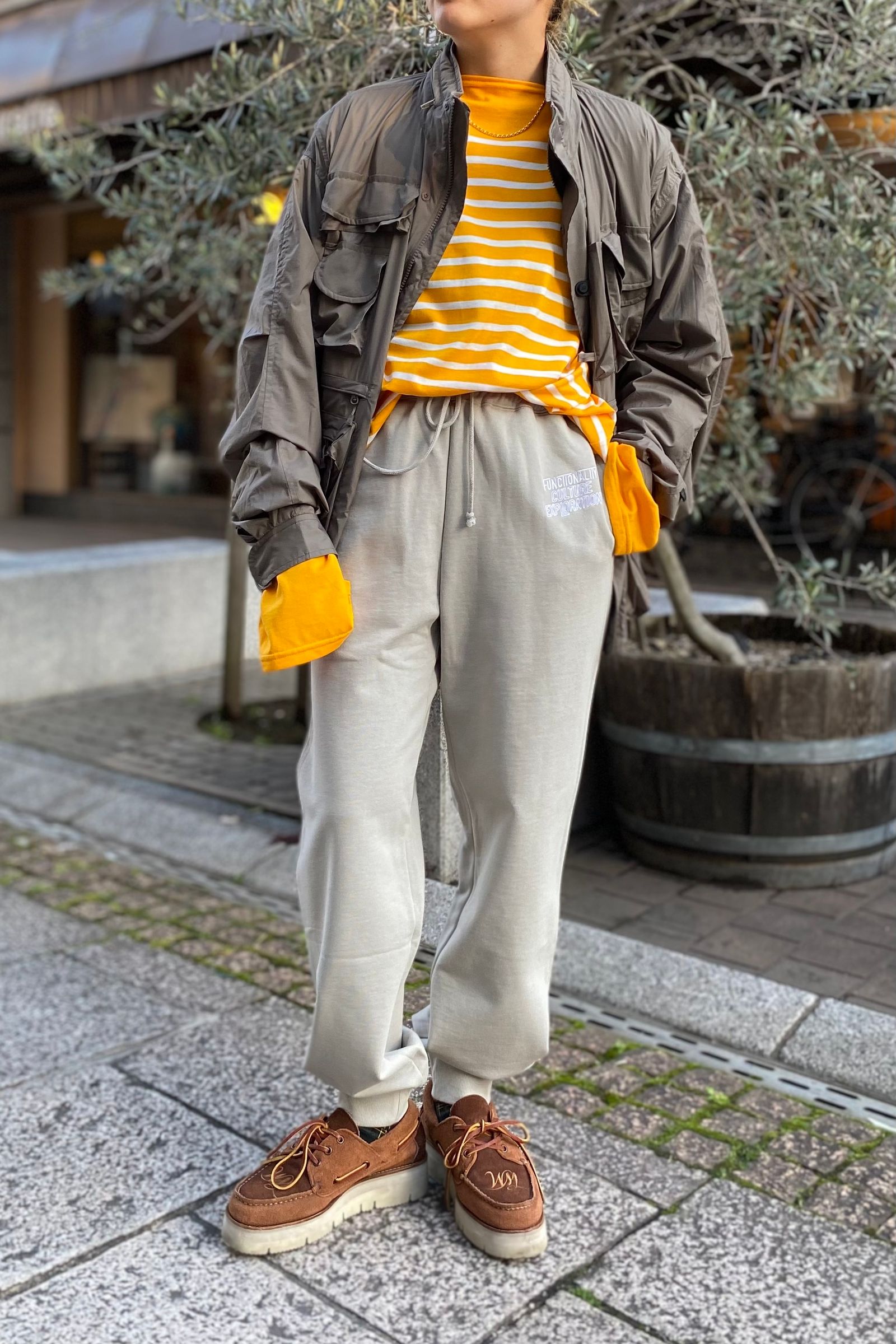 EMBROIDERY SWEAT PT -gray- women 23ss - M