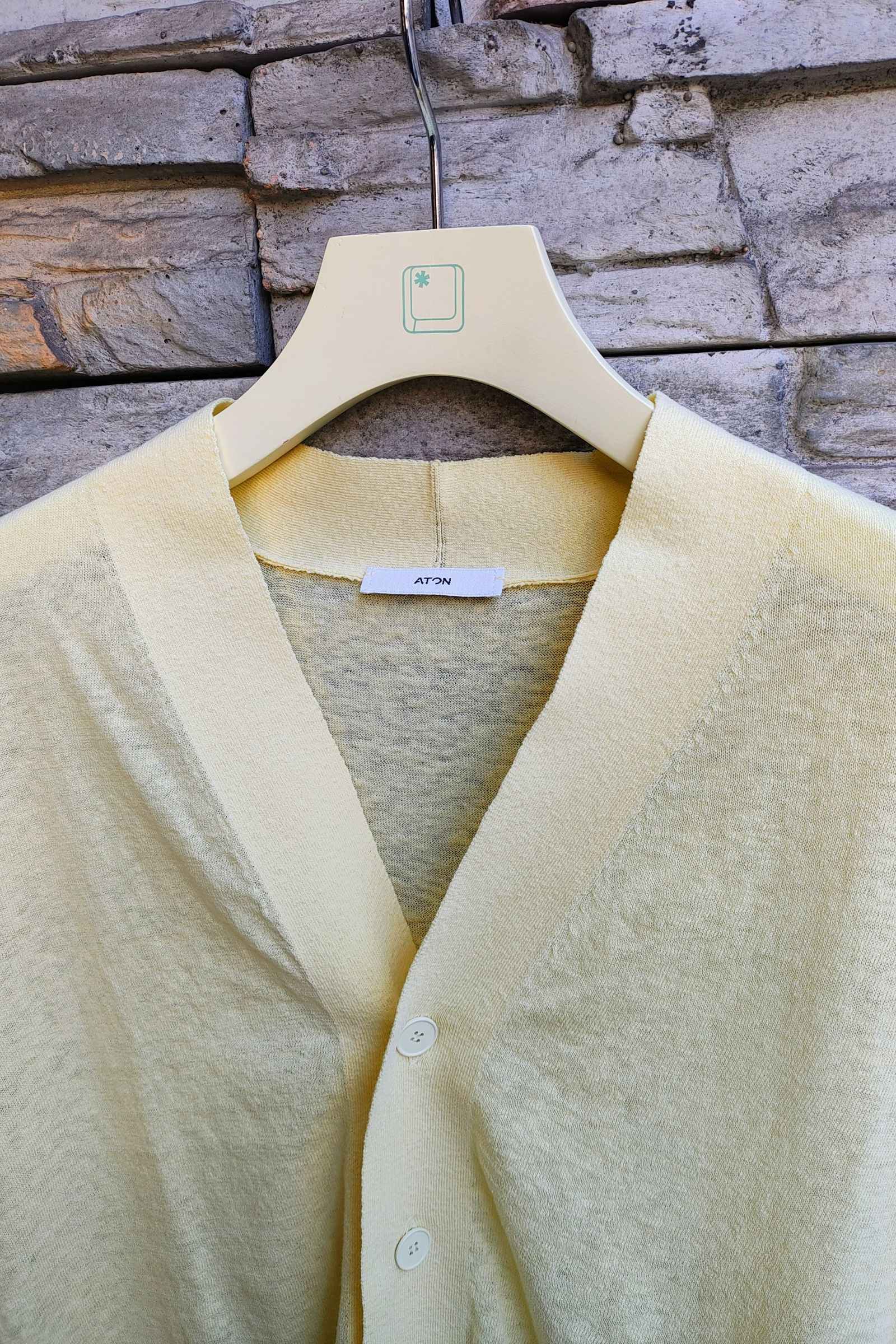 ATON - RECYCLED FRESCA V-NECK CARDIGAN -yellow- 24ss women | asterisk