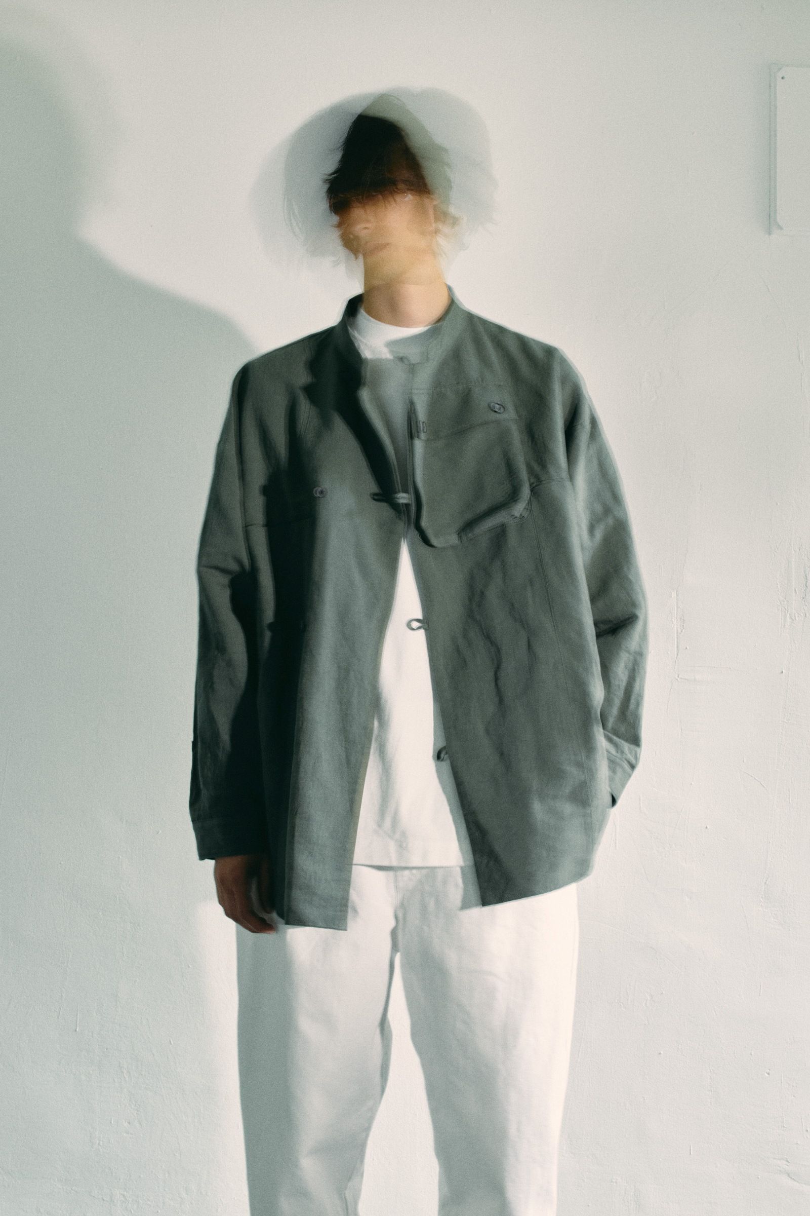 kontor - band color shirt jacket-écru-23ss | asterisk