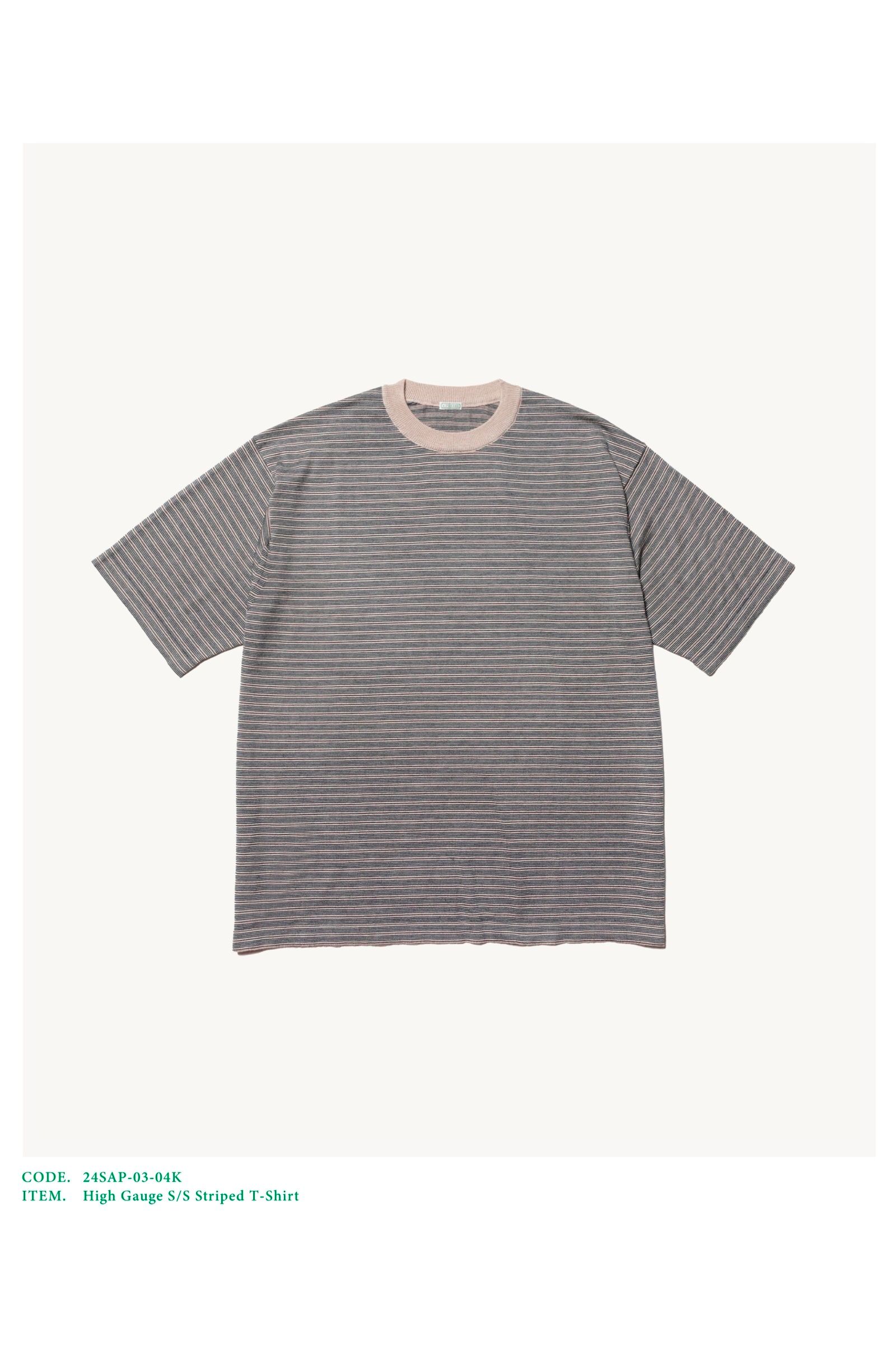 A.PRESSE - High Gauge S/S Striped T-Shirt-Ecru x Green -2024STYLE1 ...