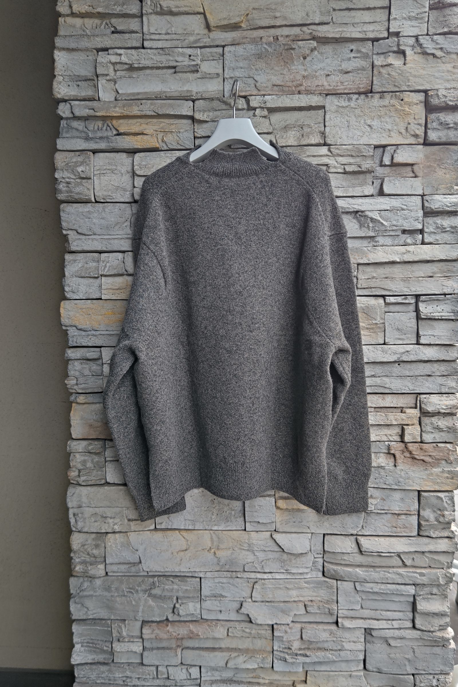 nonnotte - ヘビーオンスウールyakニット slit crew neck pullover 