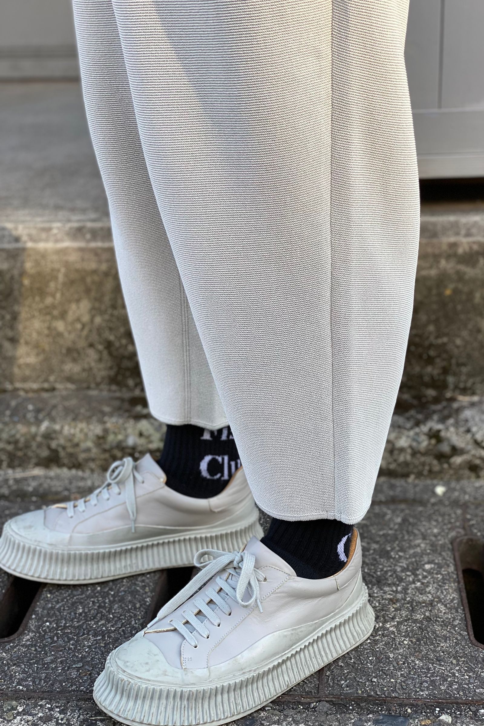 CFCL paper garter pants light grey 22ss men asterisk