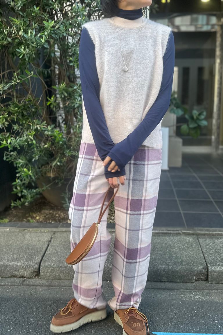 UNUSED - Check easy pants チェックイージーパンツ -PINK×PURPLE 