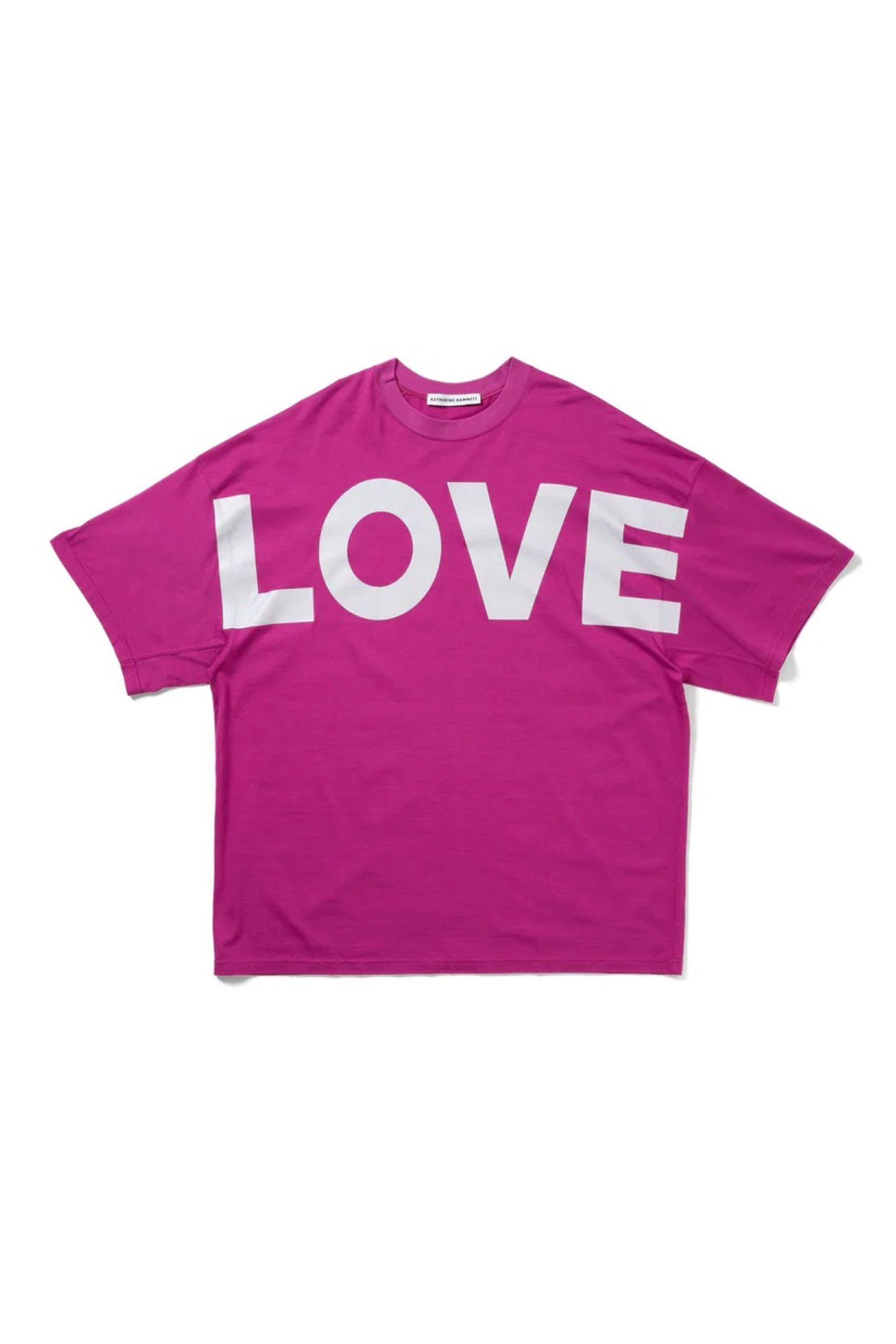 KATHARINE HAMNETT - Organic Slogan Big Tee/Big Love-Pink-24AW | asterisk