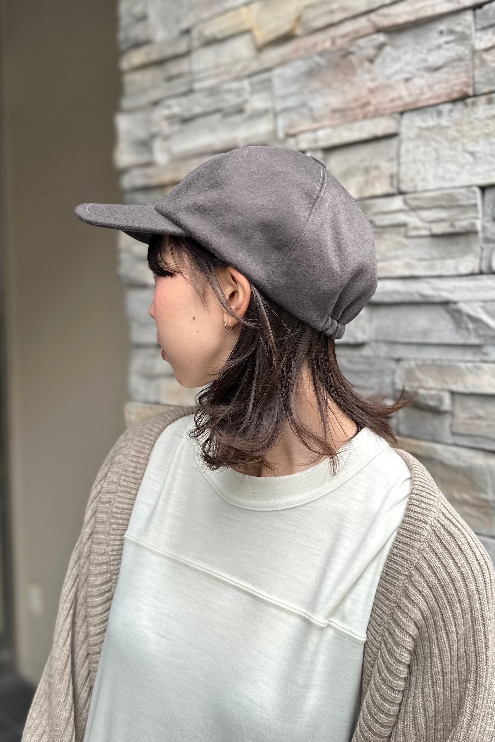 KIJIMA TAKAYUKI - PURE CASHMERE 6PANEL CAP -taupe- 23aw women