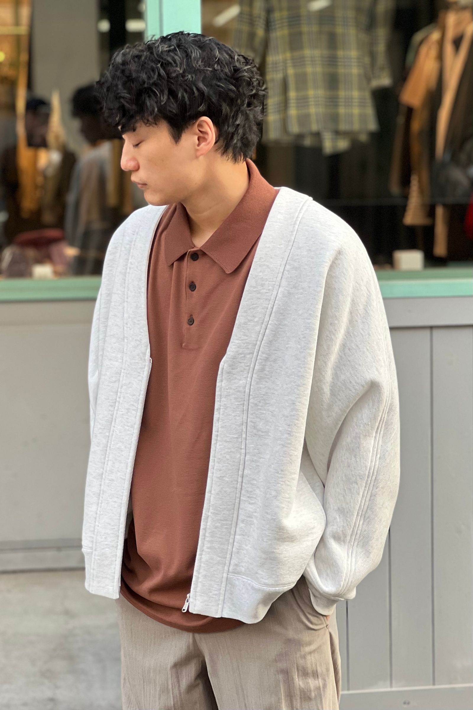 AUBETT ハイツイストszガーゼスムースポロシャツ -cream- 22ss